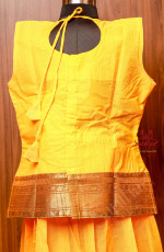 MANGO YELLOW COLOUR COTTON PAVADAI WITH TOP