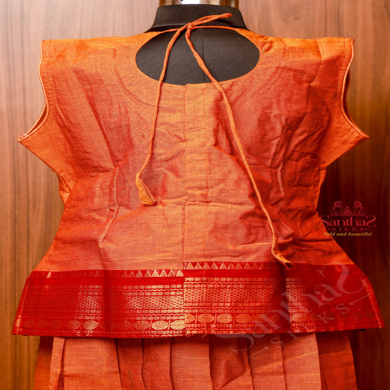 HONEY COLOUR COTTON PAVADAI WITH TOP
