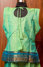GREEN COLOUR COTTON PAVADAI WITH TOP