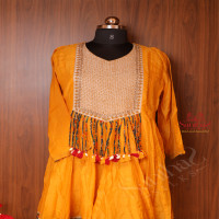 YELLOW COLOUR CHANDERI SALWAR WITH PANT & DUPATTA