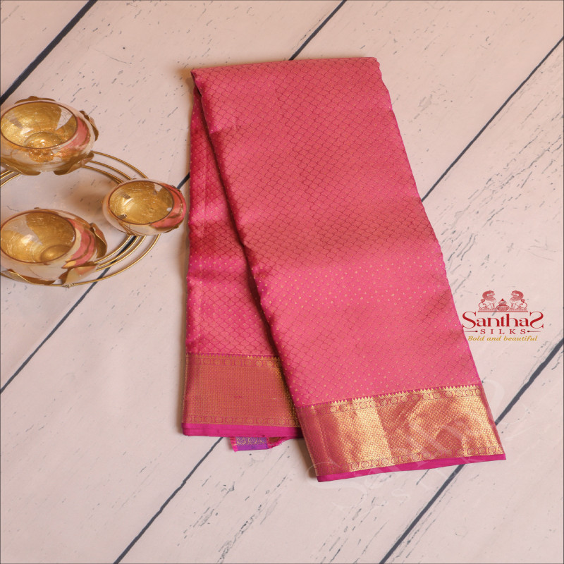 LIGHT MAGENTA COLOUR BODY WITH EMBOSED DESIGN AND CONTRAST PALLU & BLOUSE