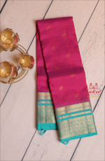 VIOLET COLOUR BODY WITH GOLDEN ZARI BUTTA WITH CONTRAST BLOUSE & BORDER