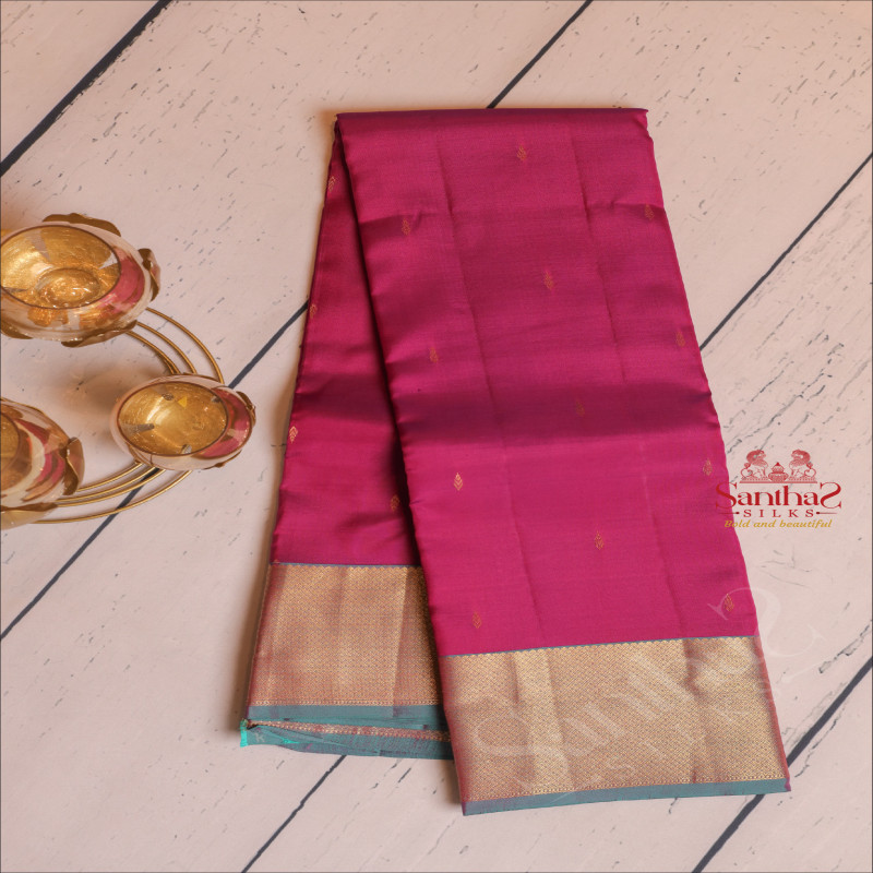 MAGENTA COLOUR BODY WITH GOLDEN ZARI BUTTAS AND CONTRAST PALLU & BLOUSE