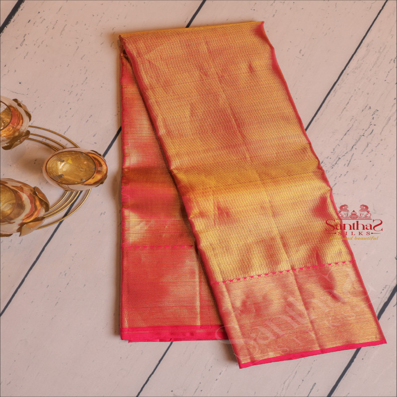 RANI PINK & GOLD COLOUR MIXED BODY AND SELF PALLU & BLOUSE