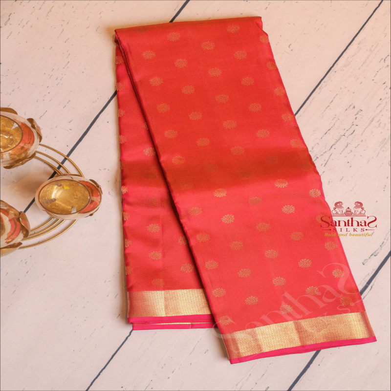 MUSTARD & RANI PINK MIXED COLOUR BODY WITH GOLDEN ZARI BUTTAS AND CONTRAST PALLU & BLOUSE