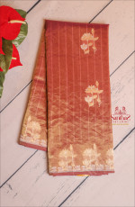KORA KHATAN SILK SAREE IN MAGENTA & GOLD MIXED COLOUR WITH LOTUS FLOWER MOTIFS