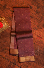 RAW CHOCOLATE COLOUR BODY WITH BANARAS EMBOSED DESIGN AND SELF COLOUR PALLU & BLOUSE