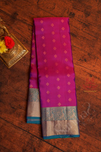 magenta-colour-body-with-golden-zari-buttas-and-contrast-pallu-blouse
