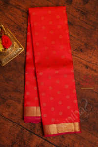orangish-pink-colour-body-with-golden-zari-buttas-and-contrast-pallu-blouse