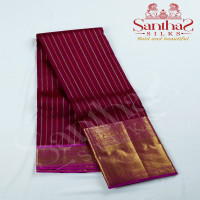 Magenta Pink Color Pure Silk Saree in Zig Zag Pattern with Gold Zari Border