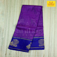 Magenta Body Checked with Violet Adayarpet Annam Butta Border