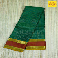 Leaf Green Thread Checked Body with Adayarpet Honey Border