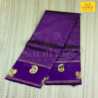 Beetroot Zari Checked Mango Annam Butta Self Saree
