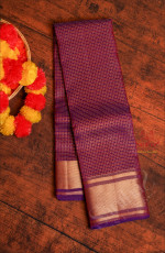 VIOLET COLOUR BODY WITH ZARI STRIPS AND GOLDEN BORDER WITH SELF BLOUSE