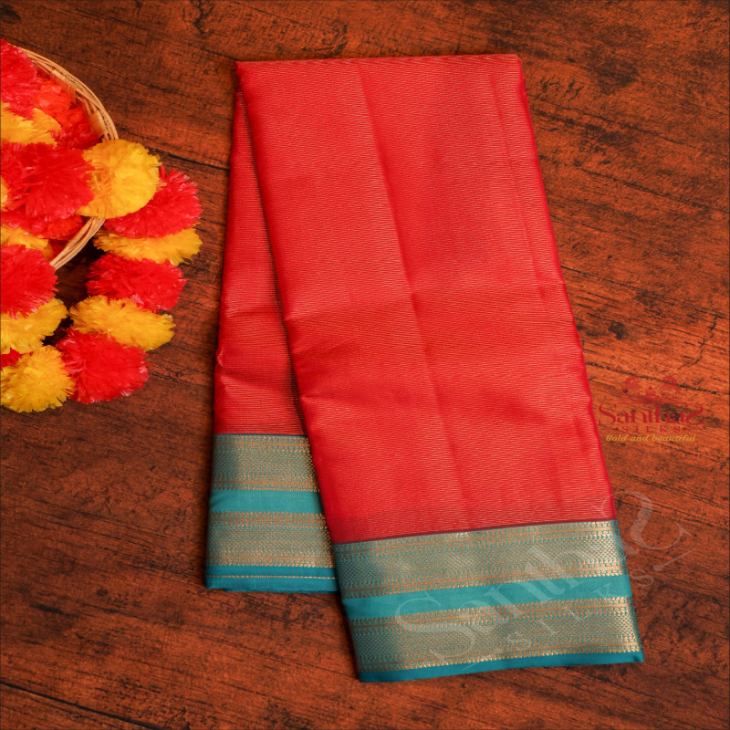 RANI PINK COLOUR BODY WITH GOLDEN ZARI LINES AND CONTRAST PALLU & BLOUSE