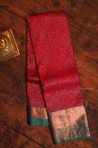 dark-pink-colour-body-with-jacquard-floral-embosed-with-contrast-blouse-border