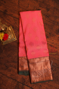 pink-colour-body-with-jacquard-floral-embosed-with-contrast-blouse-border