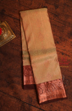 PISTHA GREEN COLOUR BODY WITH JACQUARD FLORAL EMBOSED WITH CONTRAST BLOUSE & BORDER