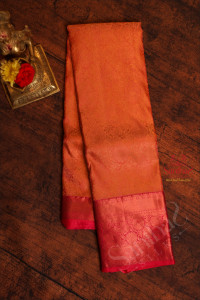 peach-colour-body-with-jacquard-floral-embosed-with-contrast-red-blouse-border