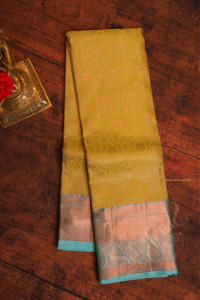 fluorescent-green-colour-body-with-jacquard-floral-embosed-with-contrast-blouse-border