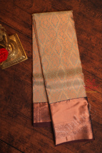 greyish-blue-colour-body-with-jacquard-floral-embosed-with-contrast-blouse-border