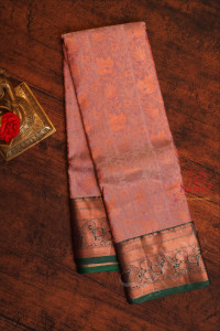 lavender-colour-body-with-jacquard-floral-embosed-in-copper-zari-with-contrast-blouse-border