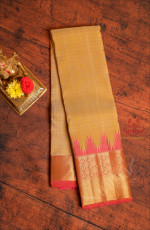 BEIGE COLOUR BODY WITH CHECKED BOX PATTERN AND CONTRAST PALLU & BLOUSE