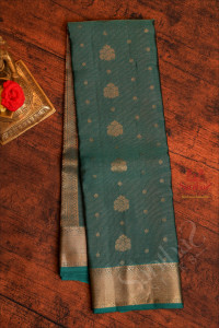 pine-green-colour-body-with-vaira-oosi-pattern-strips-and-self-colour-pallu-blouse