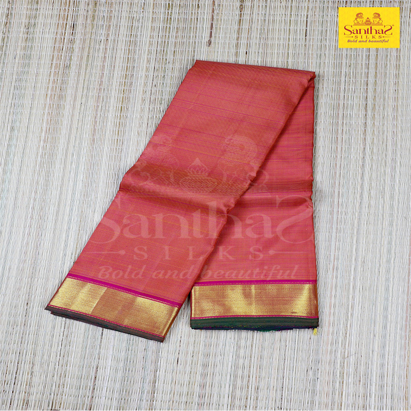 Mangalagiri Tiny Checked Body with Pinkish Green Getti Border