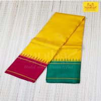 Mustard Yellow Body Plain with Red Green Ganga Jamuna Border without Zari