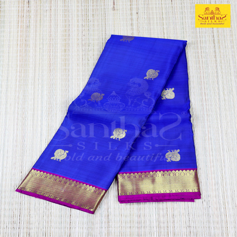 Royal Blue Annam Butta Body with Getti Magenta Border