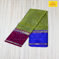 Sprouted Green Checked Body Maroon Blue Border (Ganga  Jamuna)