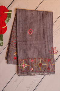 semi-tussar-saree-with-lambani-work-in-denium-blue-colour