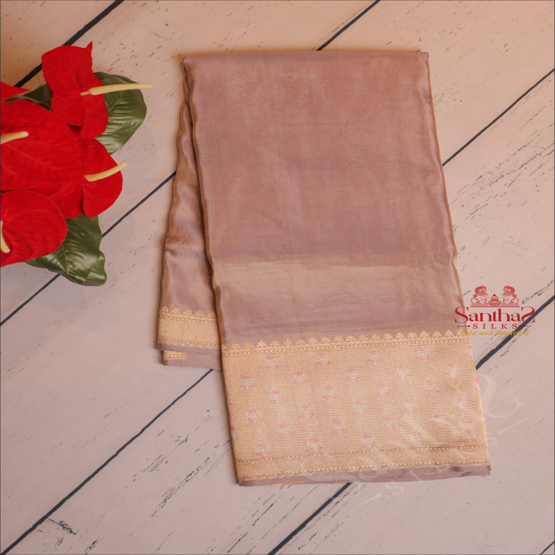 SATIN KHATAN PURE BANARAS SAREE IN METALIC LAVENDER