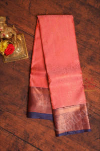 pink-colour-body-with-jacquard-floral-embosed-in-copper-zari-with-contrast-blouse-pallu