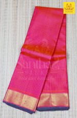 Peach Orange Checked Body with Getti Zari Border