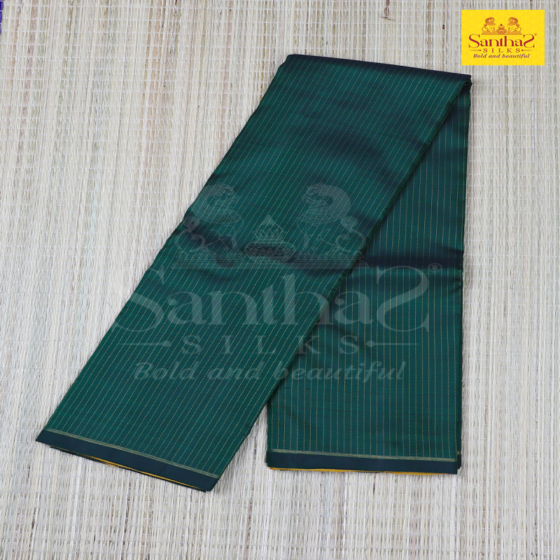Bottle Green Vertical Checked Body with Mustard Pallu