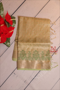kota-tissue-saree-in-lime-green-colour-with-mirron-work-emboridery-and-golden-zari-border