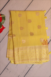 satin-tissue-banaras-saree-in-flourescent-yellow-with-peacock-motifs
