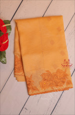 CRUSH MATERIAL SAREE WITH CUT WORK EMBORIDERY IN SANDAL COLOUR