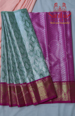 PISTA GREEN TISSUE WITH PINK BORDER & BLOUSE