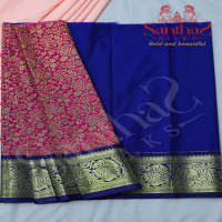 PINK IN FLORAL PATTERN WITH CONTRAST BORDER & BLOUSE