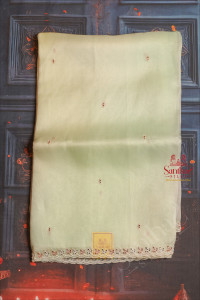pistha-colour-organza-tissue-saree-with-mirror-work-scallop-border-with-self-blouse