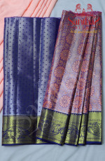 PINK TISSUE  BODY IN FLORAL PATTERN WITH CONTRAST BLOUSE & BORDER