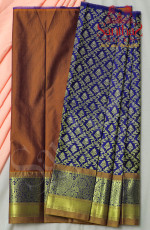 BLUE BODY WITH CONTRAST BORDER & BLOUSE