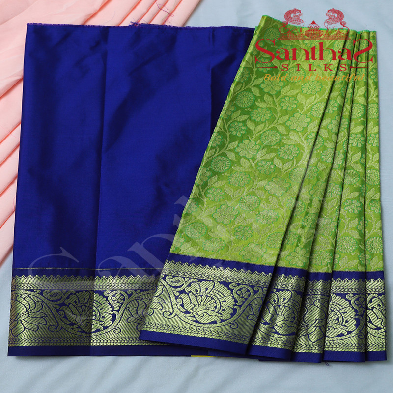 FLOURESCENT GREEN WITH CONTRAST BLOUSE & BORDER