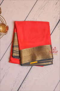 candy-red-colour-mysore-silk-saree-with-golden-zari-border-and-blouse