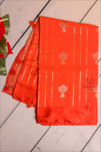 orange-colour-satin-banaras-saree-with-zari-butta-with-self-blouse