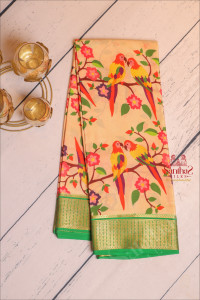 sandal-colour-mysore-silk-saree-with-digital-print-with-contrast-blouse-border