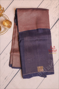 dark-blue-colour-kora-organza-saree-with-self-blouse-border